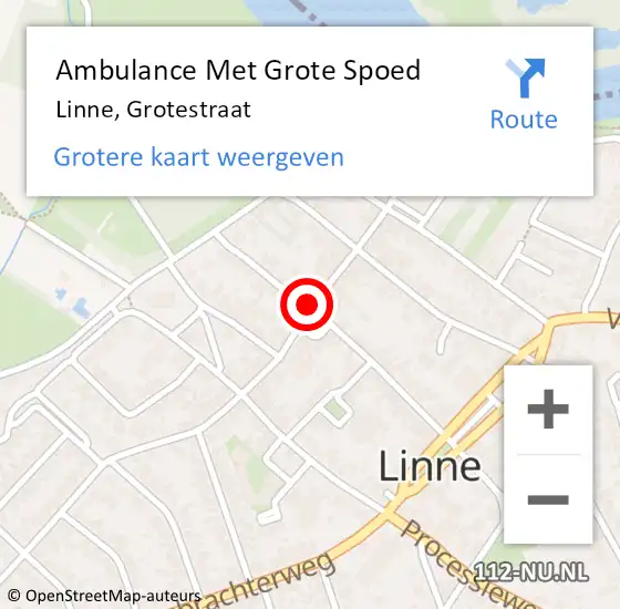 Locatie op kaart van de 112 melding: Ambulance Met Grote Spoed Naar Linne, Grotestraat op 25 november 2019 20:18