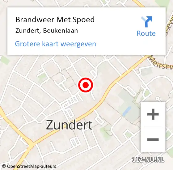 Locatie op kaart van de 112 melding: Brandweer Met Spoed Naar Zundert, Beukenlaan op 25 november 2019 21:03