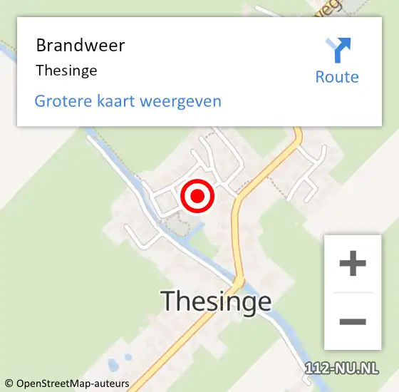 Locatie op kaart van de 112 melding: Brandweer Thesinge op 25 november 2019 22:09