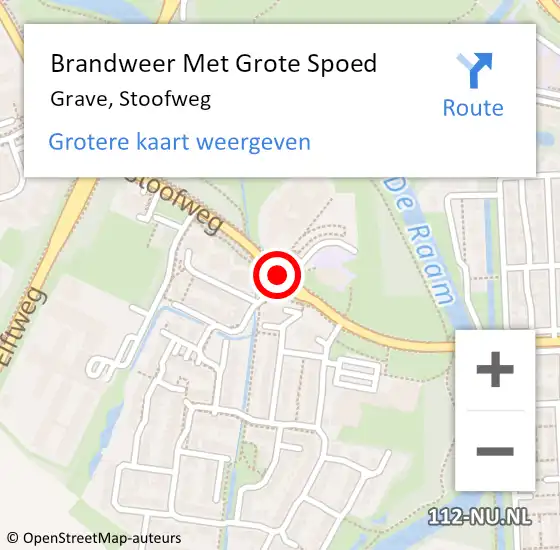 Locatie op kaart van de 112 melding: Brandweer Met Grote Spoed Naar Grave, Stoofweg op 25 november 2019 22:23