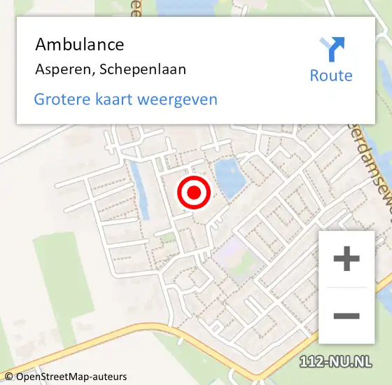 Locatie op kaart van de 112 melding: Ambulance Asperen, Schepenlaan op 25 november 2019 23:37