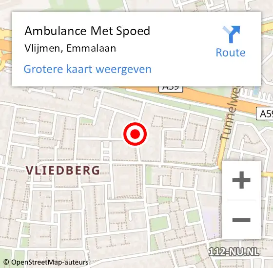 Locatie op kaart van de 112 melding: Ambulance Met Spoed Naar Vlijmen, Emmalaan op 26 november 2019 03:07
