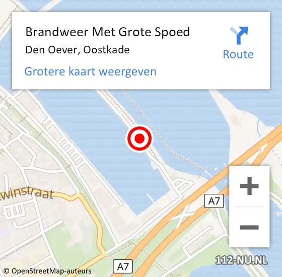 Locatie op kaart van de 112 melding: Brandweer Met Grote Spoed Naar Den Oever, Oostkade op 26 november 2019 03:10