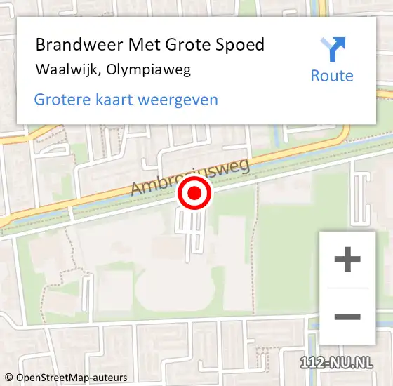 Locatie op kaart van de 112 melding: Brandweer Met Grote Spoed Naar Waalwijk, Olympiaweg op 26 november 2019 03:28