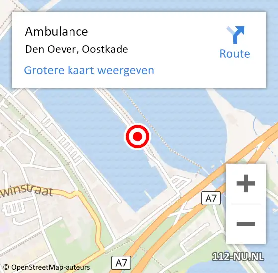 Locatie op kaart van de 112 melding: Ambulance Den Oever, Oostkade op 26 november 2019 03:31