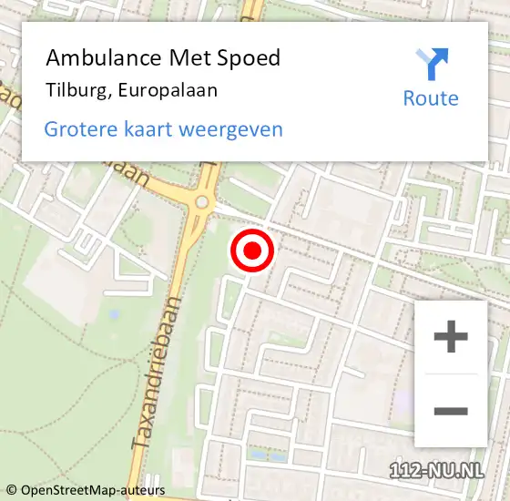 Locatie op kaart van de 112 melding: Ambulance Met Spoed Naar Tilburg, Europalaan op 26 november 2019 04:24