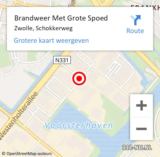 Locatie op kaart van de 112 melding: Brandweer Met Grote Spoed Naar Zwolle, Schokkerweg op 26 november 2019 06:46