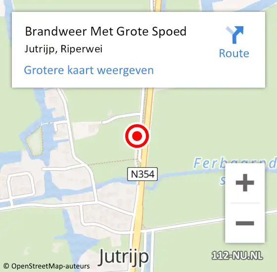 Locatie op kaart van de 112 melding: Brandweer Met Grote Spoed Naar Jutrijp, Riperwei op 26 november 2019 07:08