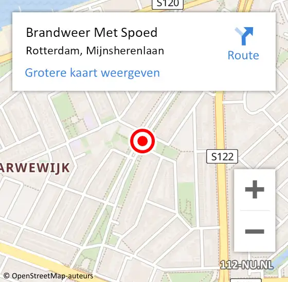 Locatie op kaart van de 112 melding: Brandweer Met Spoed Naar Rotterdam, Mijnsherenlaan op 26 november 2019 07:13