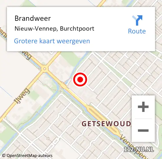 Locatie op kaart van de 112 melding: Brandweer Nieuw-Vennep, Burchtpoort op 26 november 2019 07:58