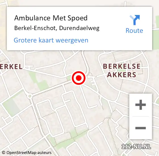 Locatie op kaart van de 112 melding: Ambulance Met Spoed Naar Berkel-Enschot, Durendaelweg op 26 november 2019 08:04