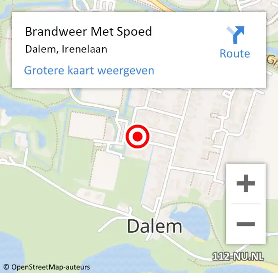 Locatie op kaart van de 112 melding: Brandweer Met Spoed Naar Dalem, Irenelaan op 20 april 2014 21:22