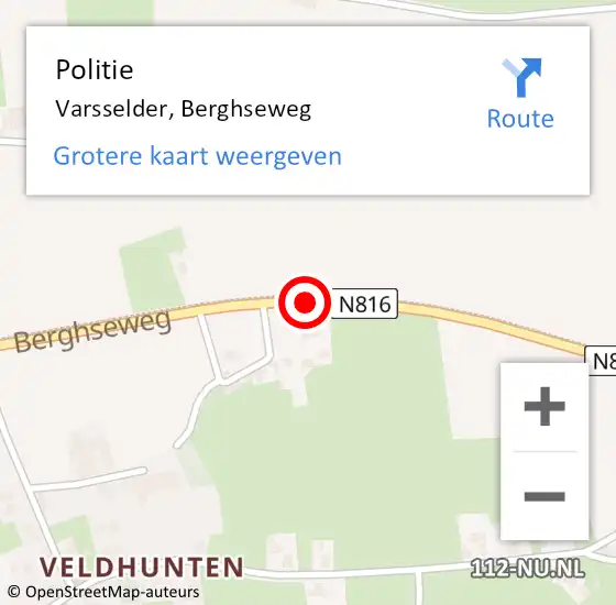Locatie op kaart van de 112 melding: Politie Varsselder, Berghseweg op 26 november 2019 08:48