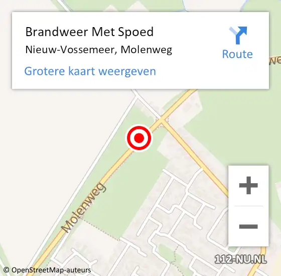 Locatie op kaart van de 112 melding: Brandweer Met Spoed Naar Nieuw-Vossemeer, Molenweg op 26 november 2019 09:35