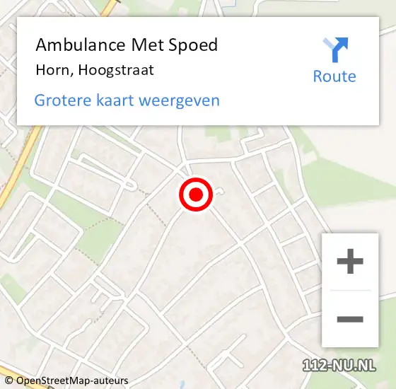 Locatie op kaart van de 112 melding: Ambulance Met Spoed Naar Horn, Hoogstraat op 26 november 2019 10:03