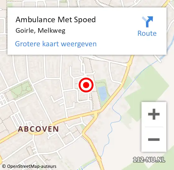 Locatie op kaart van de 112 melding: Ambulance Met Spoed Naar Goirle, Melkweg op 26 november 2019 10:03