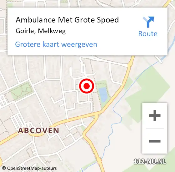 Locatie op kaart van de 112 melding: Ambulance Met Grote Spoed Naar Goirle, Melkweg op 26 november 2019 10:06