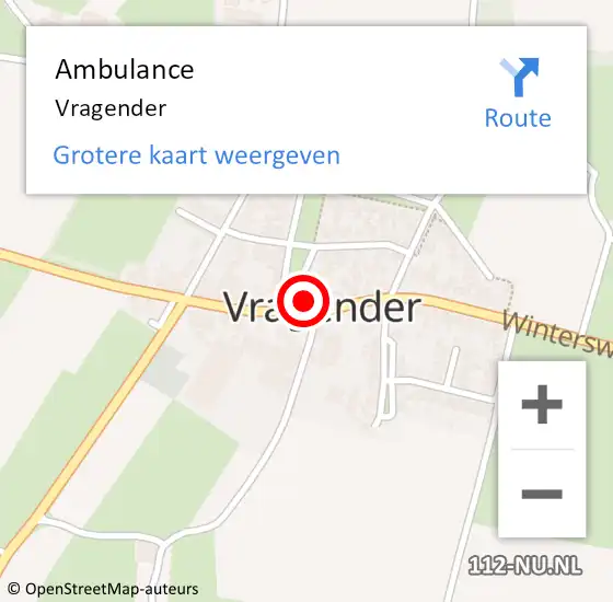 Locatie op kaart van de 112 melding: Ambulance Vragender op 26 november 2019 10:43