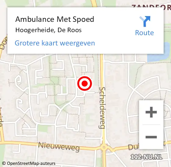 Locatie op kaart van de 112 melding: Ambulance Met Spoed Naar Hoogerheide, De Roos op 26 november 2019 11:18