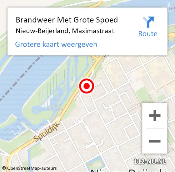 Locatie op kaart van de 112 melding: Brandweer Met Grote Spoed Naar Nieuw-Beijerland, Maximastraat op 26 november 2019 11:28