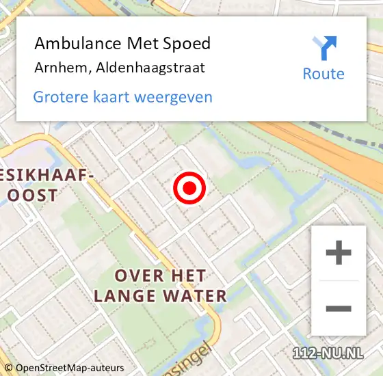 Locatie op kaart van de 112 melding: Ambulance Met Spoed Naar Arnhem, Aldenhaagstraat op 26 november 2019 11:58