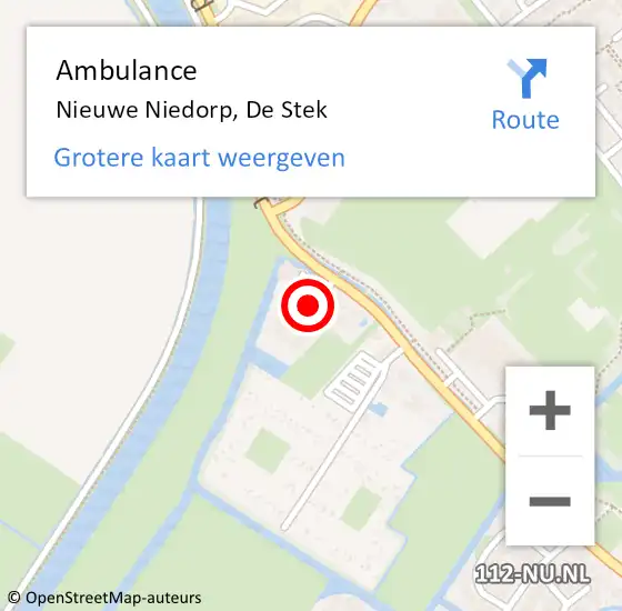 Locatie op kaart van de 112 melding: Ambulance Nieuwe Niedorp, De Stek op 26 november 2019 12:29