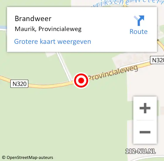 Locatie op kaart van de 112 melding: Brandweer Maurik, Provincialeweg op 26 november 2019 12:36