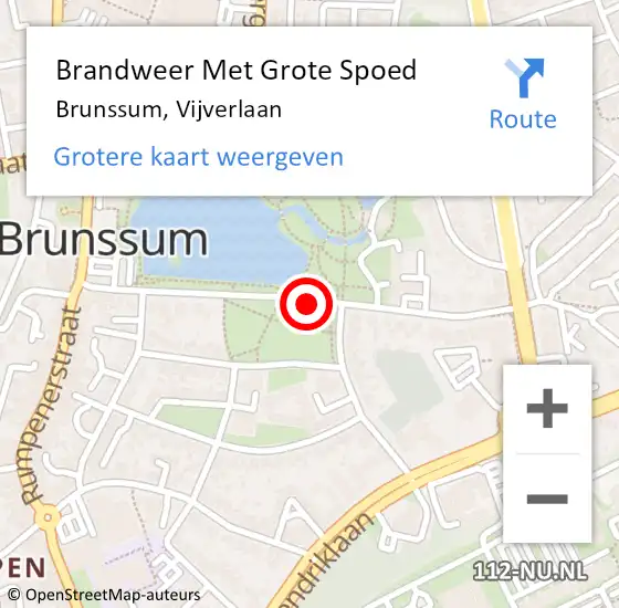 Locatie op kaart van de 112 melding: Brandweer Met Grote Spoed Naar Brunssum, Vijverlaan op 26 november 2019 12:59