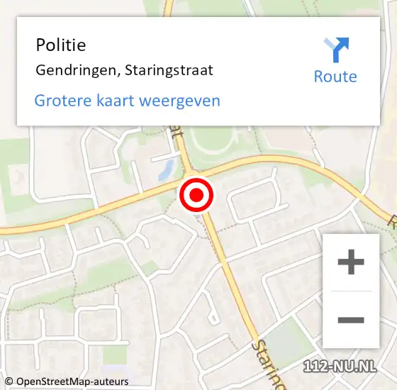 Locatie op kaart van de 112 melding: Politie Gendringen, Staringstraat op 26 november 2019 13:26