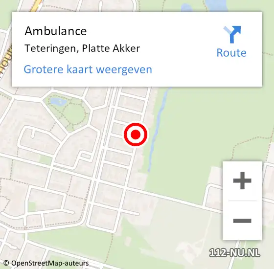 Locatie op kaart van de 112 melding: Ambulance Teteringen, Platte Akker op 26 november 2019 13:30
