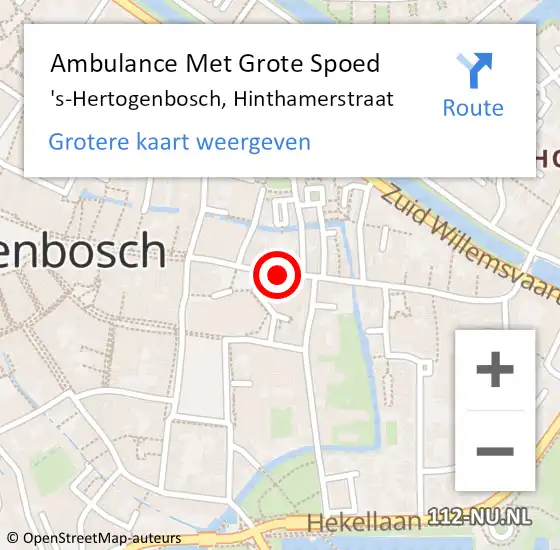 Locatie op kaart van de 112 melding: Ambulance Met Grote Spoed Naar 's-Hertogenbosch, Hinthamerstraat op 26 november 2019 13:50