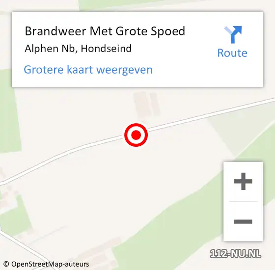 Locatie op kaart van de 112 melding: Brandweer Met Grote Spoed Naar Alphen Nb, Hondseind op 26 november 2019 13:51