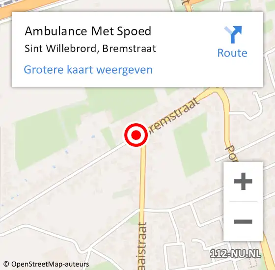 Locatie op kaart van de 112 melding: Ambulance Met Spoed Naar Sint Willebrord, Bremstraat op 26 november 2019 14:53