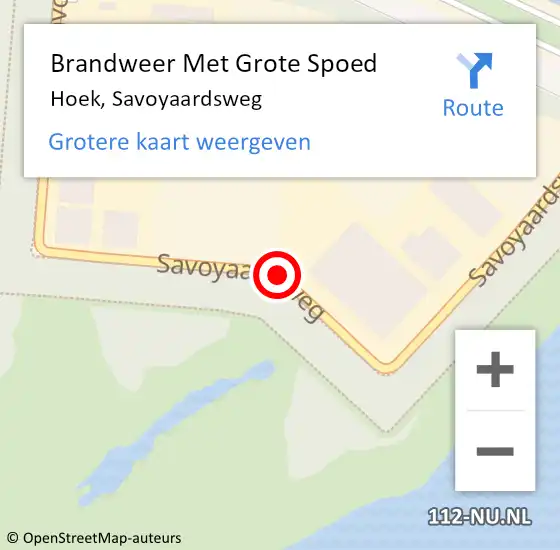 Locatie op kaart van de 112 melding: Brandweer Met Grote Spoed Naar Hoek, Savoyaardsweg op 26 november 2019 15:01