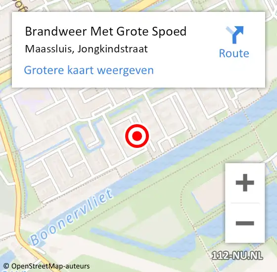 Locatie op kaart van de 112 melding: Brandweer Met Grote Spoed Naar Maassluis, Jongkindstraat op 26 november 2019 16:40