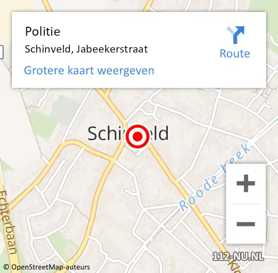 Locatie op kaart van de 112 melding: Politie Schinveld, Jabeekerstraat op 26 november 2019 16:54