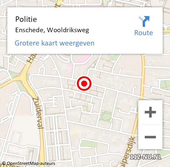 Locatie op kaart van de 112 melding: Politie Enschede, Wooldriksweg op 26 november 2019 16:55