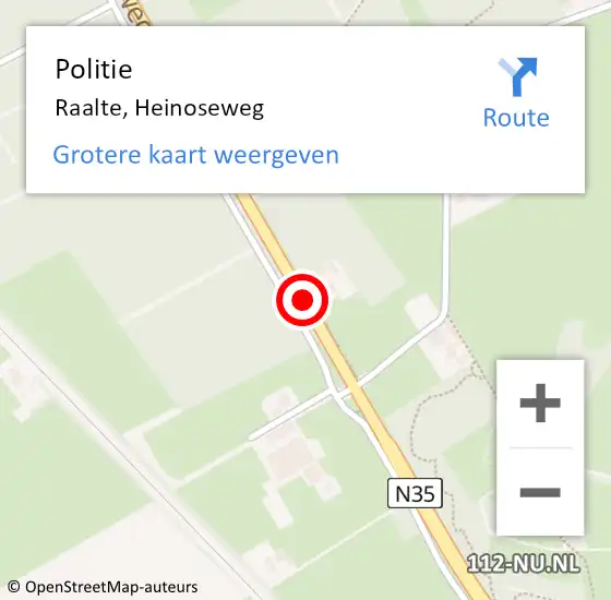 Locatie op kaart van de 112 melding: Politie Raalte, Heinoseweg op 26 november 2019 17:47