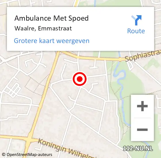 Locatie op kaart van de 112 melding: Ambulance Met Spoed Naar Waalre, Emmastraat op 26 november 2019 18:32