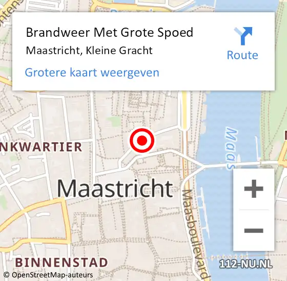 Locatie op kaart van de 112 melding: Brandweer Met Grote Spoed Naar Maastricht, Kleine Gracht op 26 november 2019 19:01