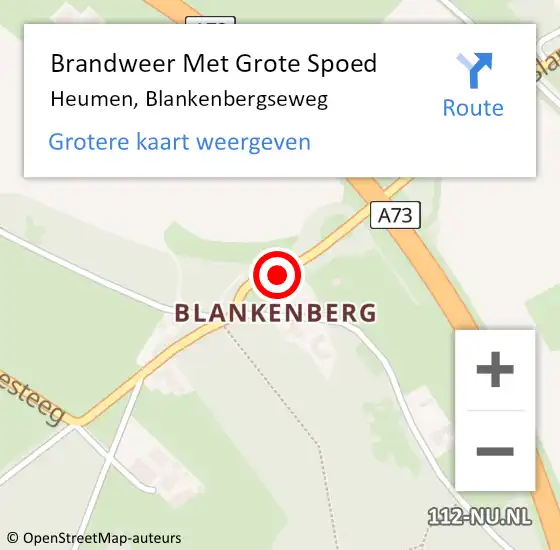 Locatie op kaart van de 112 melding: Brandweer Met Grote Spoed Naar Heumen, Blankenbergseweg op 26 november 2019 20:02