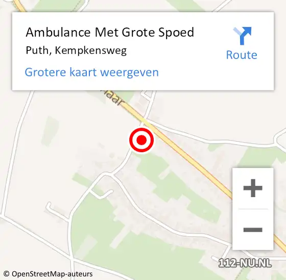 Locatie op kaart van de 112 melding: Ambulance Met Grote Spoed Naar Puth, Kempkensweg op 20 april 2014 23:17