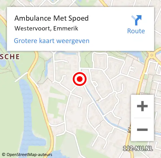 Locatie op kaart van de 112 melding: Ambulance Met Spoed Naar Westervoort, Emmerik op 26 november 2019 21:17