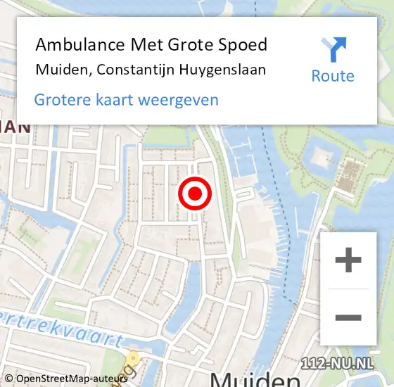 Locatie op kaart van de 112 melding: Ambulance Met Grote Spoed Naar Muiden, Constantijn Huygenslaan op 26 november 2019 22:48