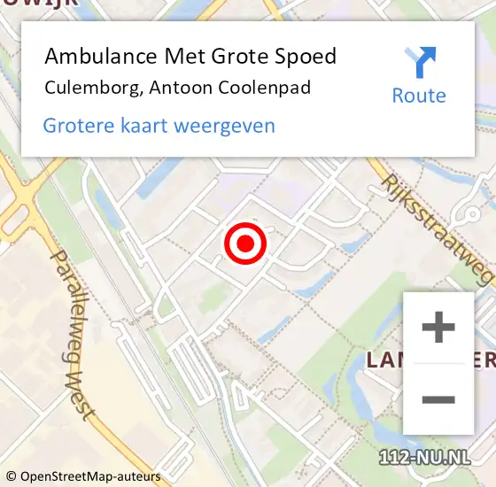 Locatie op kaart van de 112 melding: Ambulance Met Grote Spoed Naar Culemborg, Antoon Coolenpad op 27 november 2019 00:50