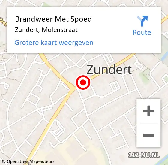 Locatie op kaart van de 112 melding: Brandweer Met Spoed Naar Zundert, Molenstraat op 27 november 2019 03:27