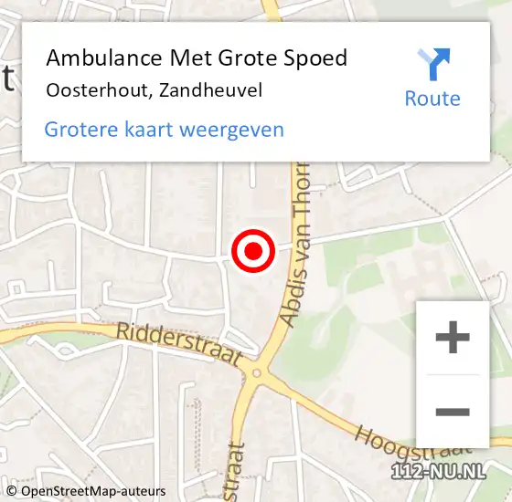 Locatie op kaart van de 112 melding: Ambulance Met Grote Spoed Naar Oosterhout, Zandheuvel op 27 november 2019 04:12