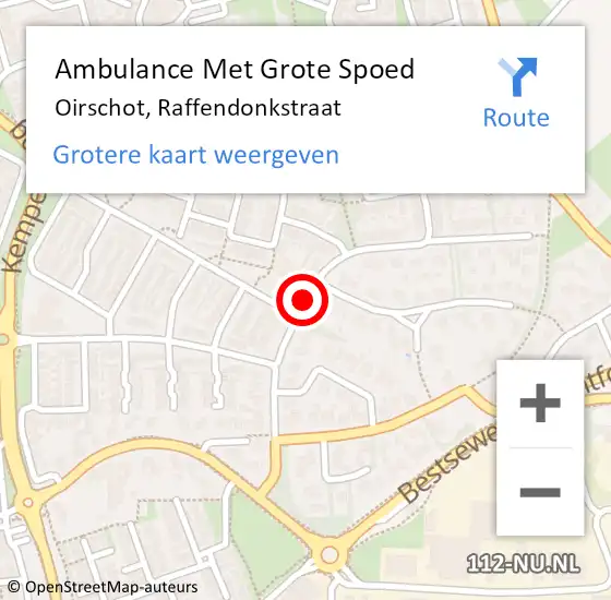 Locatie op kaart van de 112 melding: Ambulance Met Grote Spoed Naar Oirschot, Raffendonkstraat op 27 november 2019 05:43