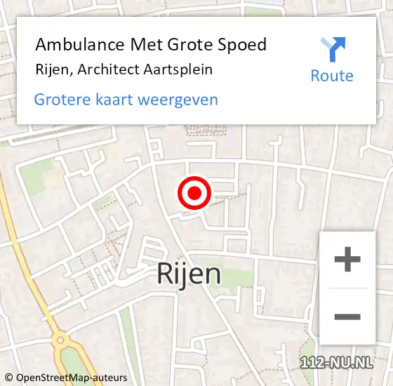 Locatie op kaart van de 112 melding: Ambulance Met Grote Spoed Naar Rijen, Architect Aartsplein op 27 november 2019 08:27