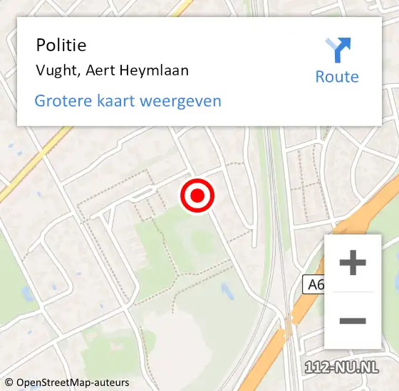 Locatie op kaart van de 112 melding: Politie Vught, Aert Heymlaan op 27 november 2019 09:27